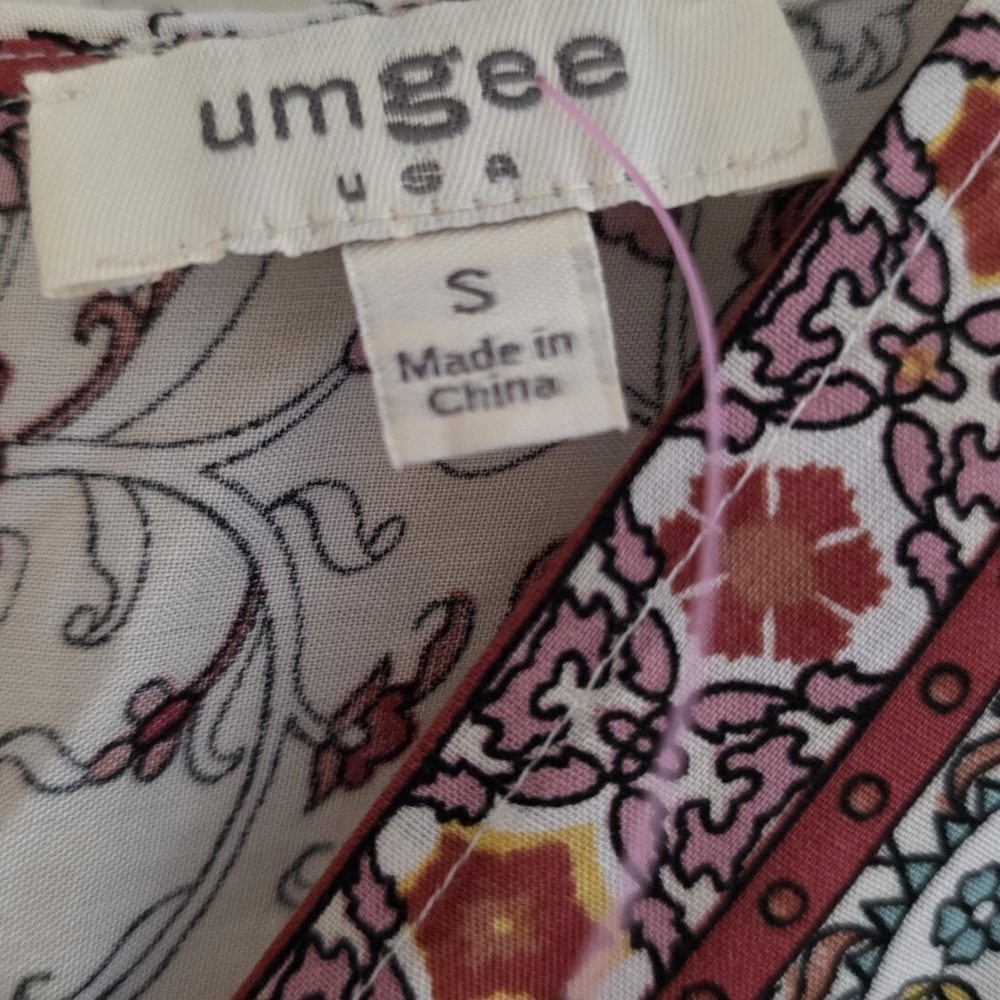 Umgee Floral Bohemian Maxi Dress - Red and Cream - Picture 2 of 6